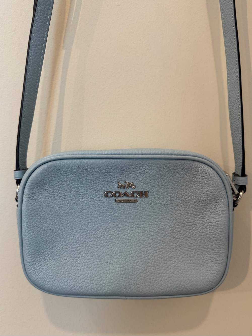 Coach Pebbled Leather Crossbody in Light Blue